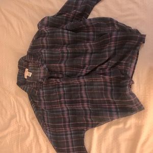 Sheer plaid button down blouse